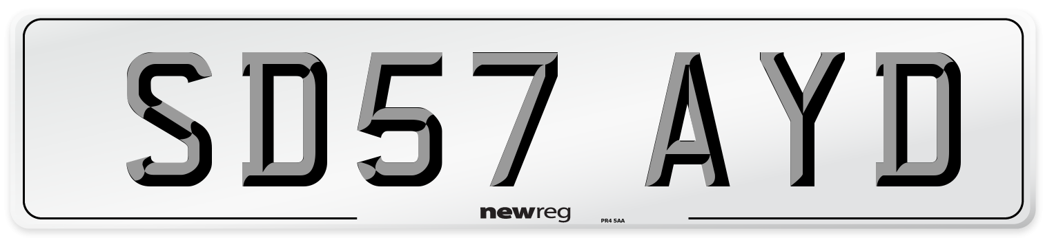 SD57 AYD Number Plate from New Reg
